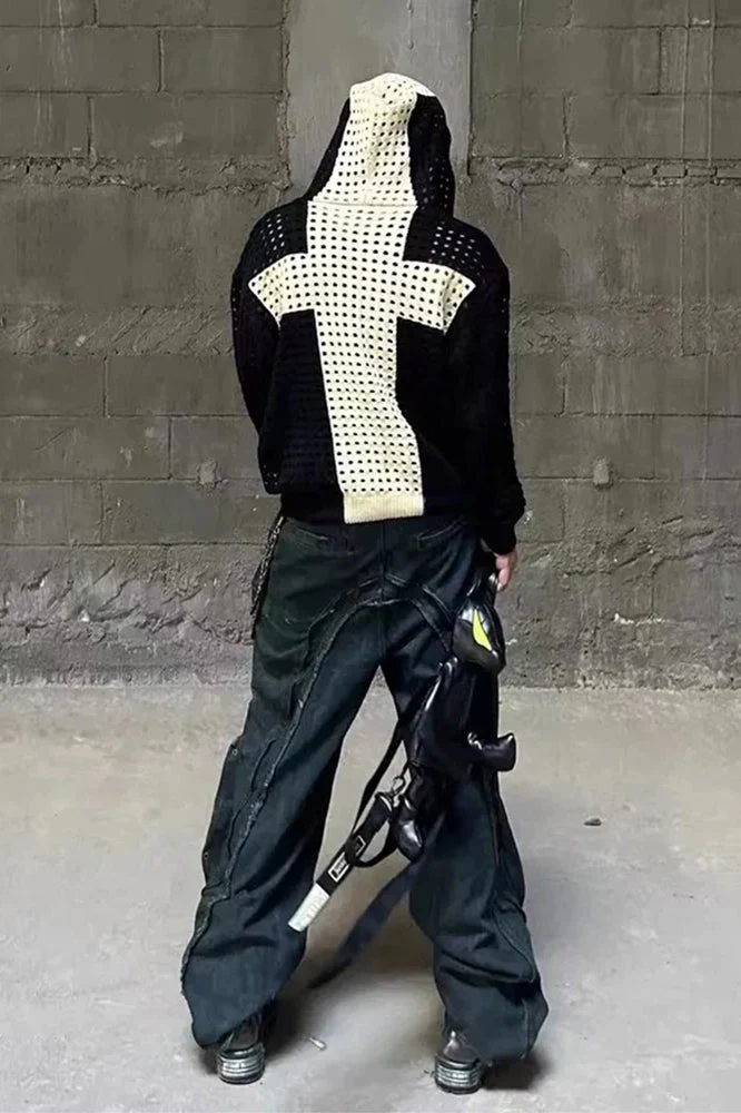 Vintage Mesh Oversized Hoodie - Image 4