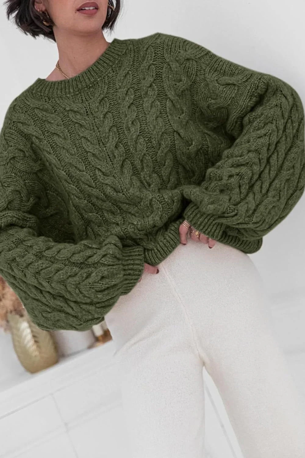 Vintage Chunky Knit Cable Sweater - Image 10