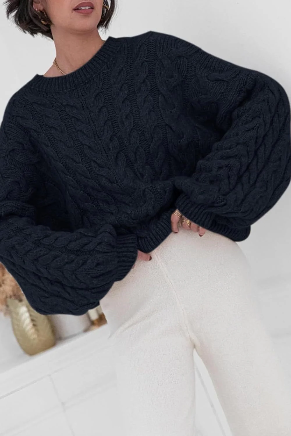 Vintage Chunky Knit Cable Sweater - Image 18
