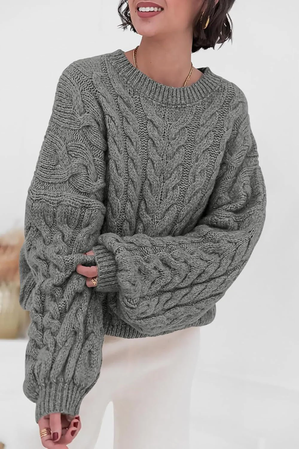 Vintage Chunky Knit Cable Sweater - Image 3
