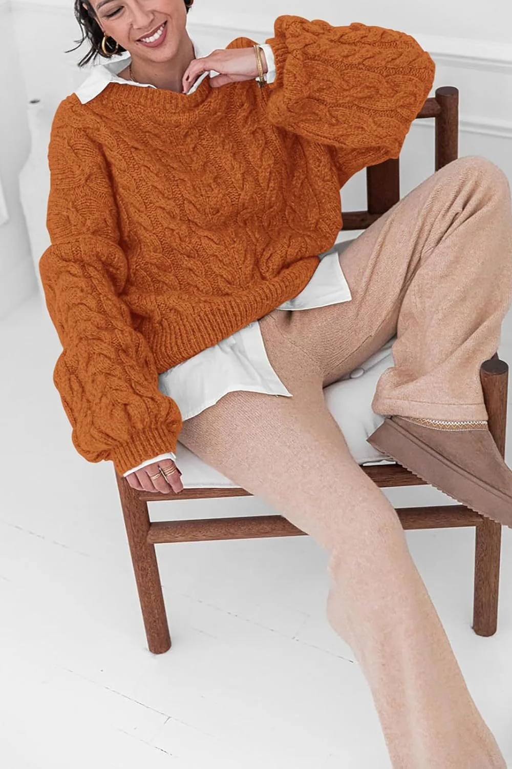 Vintage Chunky Knit Cable Sweater - Image 5