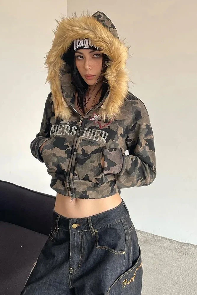 Camo Embroidered Zip Hoodie - Image 2