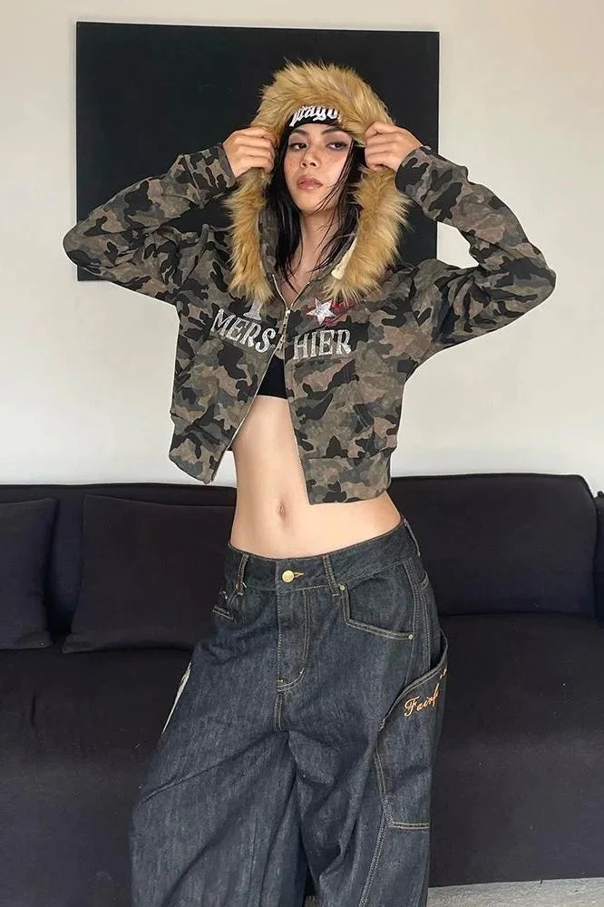 Camo Embroidered Zip Hoodie - Image 4