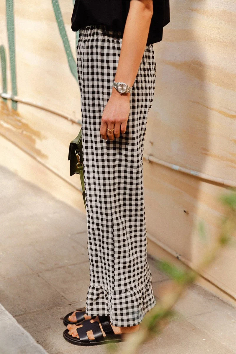 Y2K Plaid Print Wide Leg Pant - Image 2