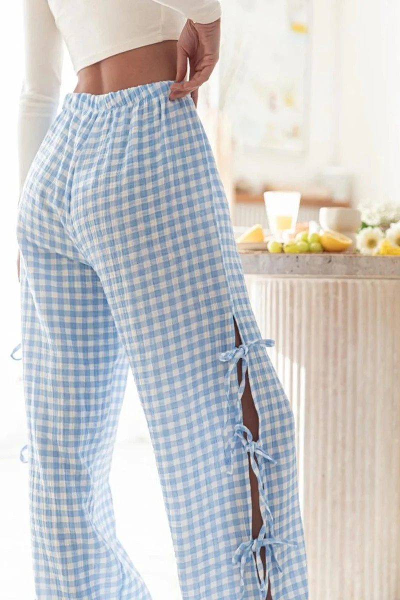 Y2K Plaid Stripe Wide Leg Pant - Image 3