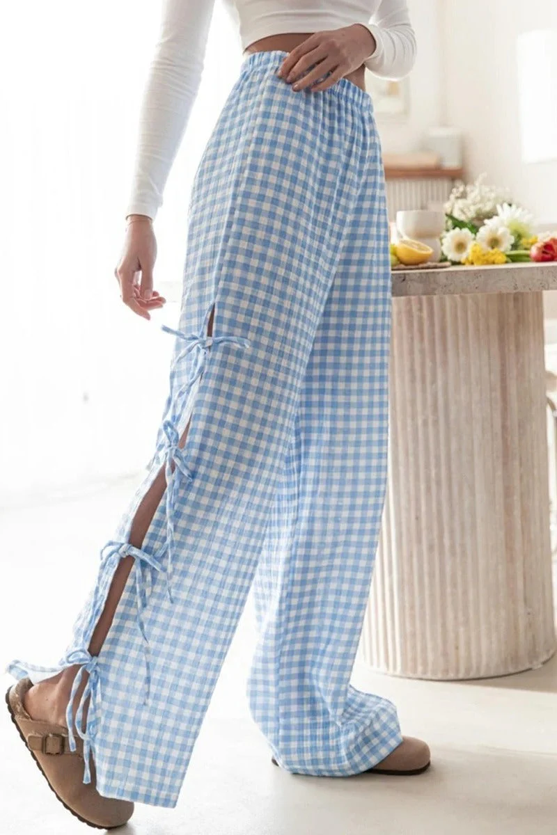 Y2K Plaid Stripe Wide Leg Pant - Image 4