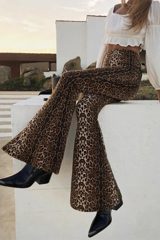 Leopard Print Flare Bodycon Pant - Image 3