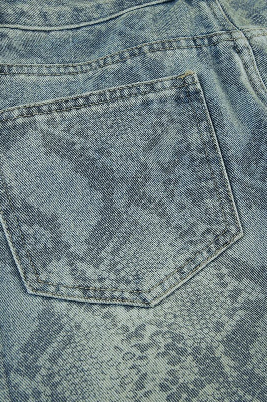 Serpentine Print Low Waist Straight Leg Jeans - Image 6