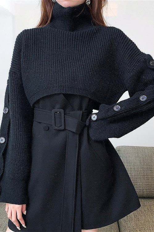 Vintage Turtleneck Crop Knit Sweater - Image 4