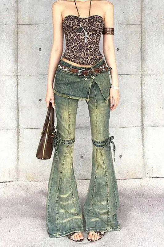 Blue Baggy High Waist Cargo Jeans - Image 2