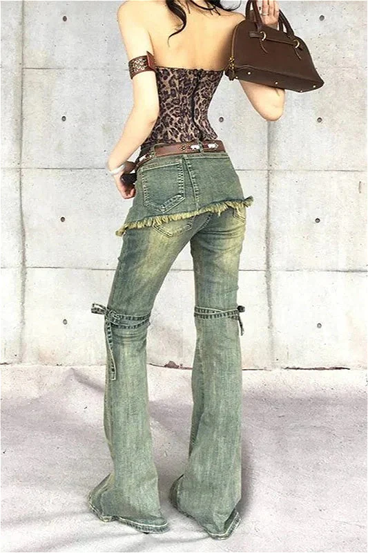Blue Baggy High Waist Cargo Jeans - Image 3