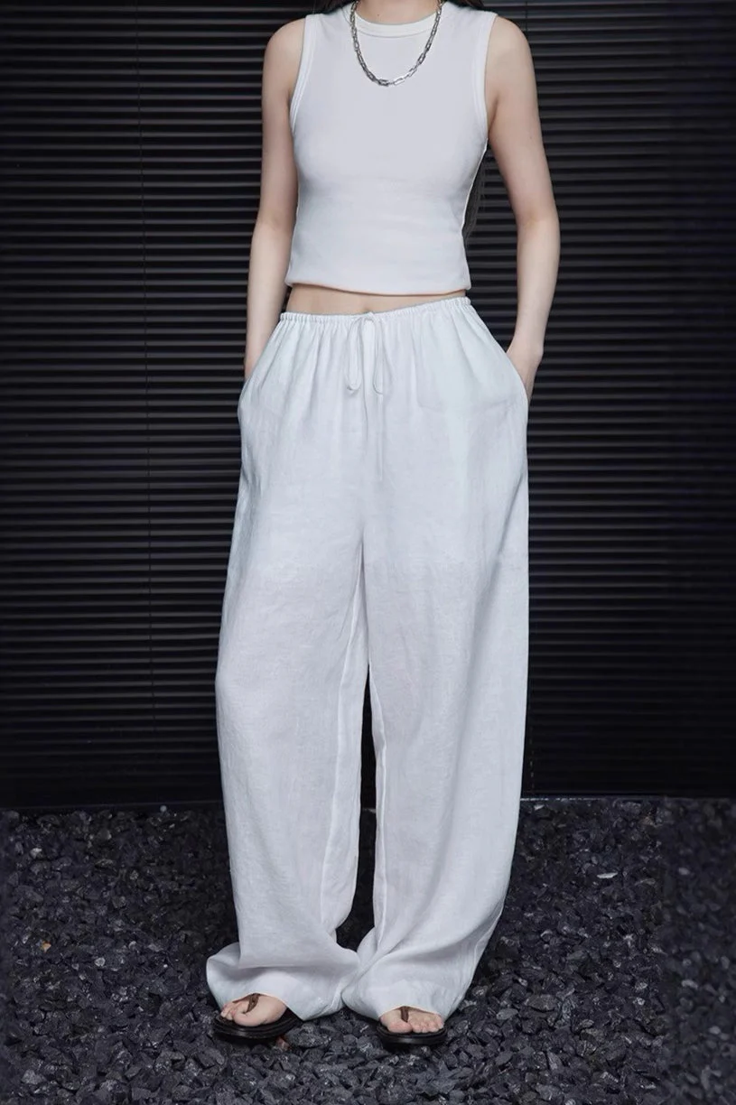 Elegant Cotton Linen Wide Leg Pant - Image 3