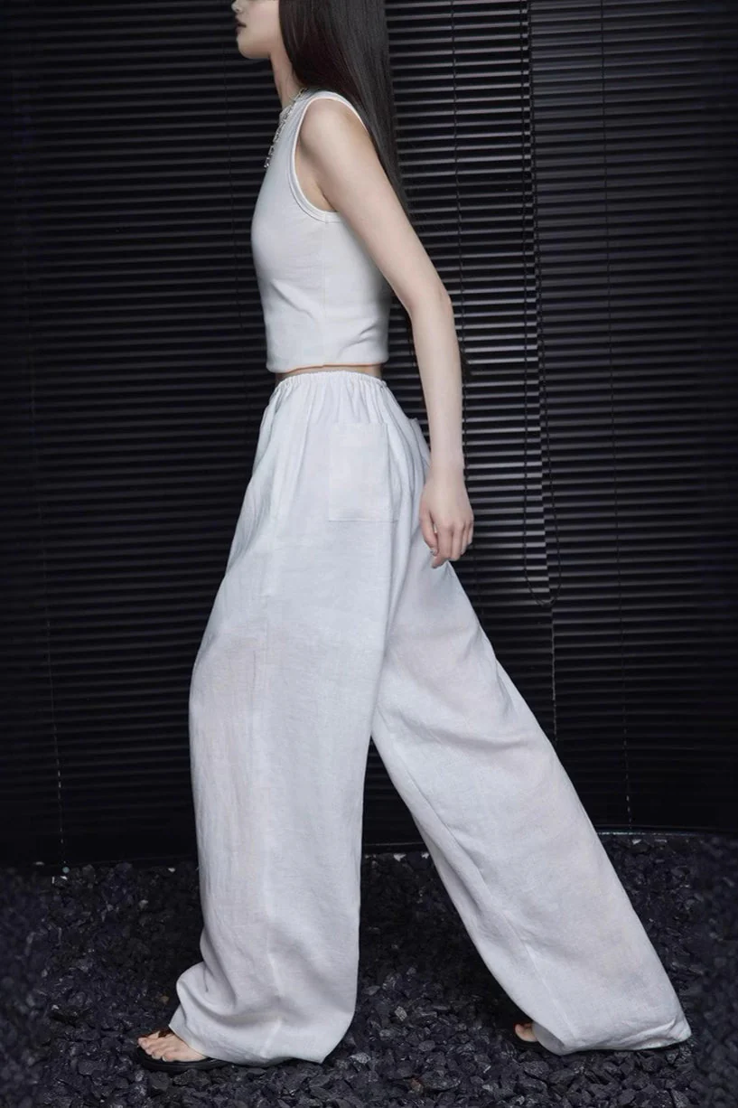 Elegant Cotton Linen Wide Leg Pant - Image 4