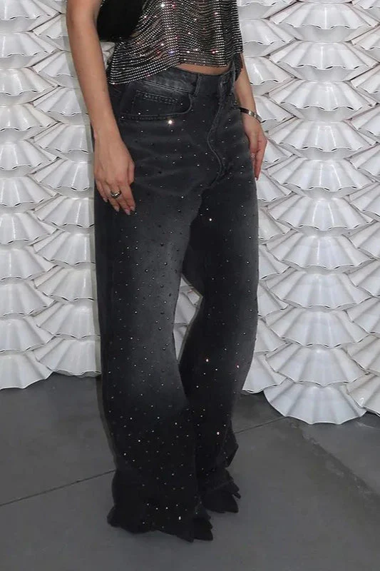Vintage Rhinestone Low Waisted Jeans - Image 2