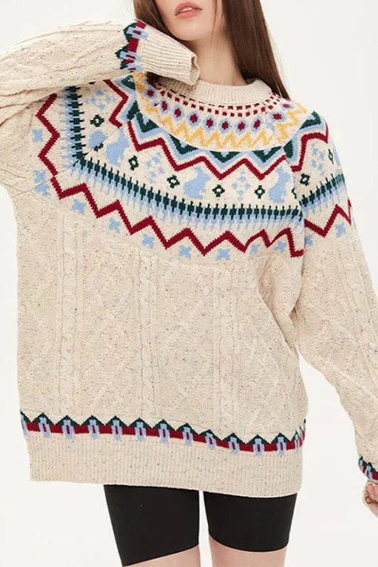 Vintage Crew Neck Knitted Sweater - Image 2