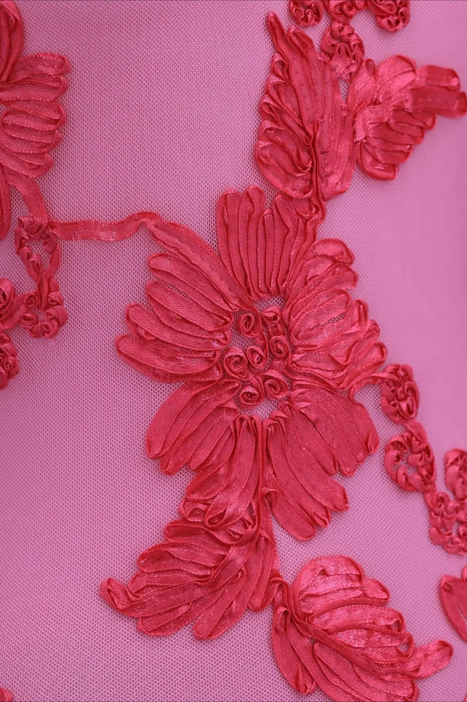 Elegant 3D Flowers Embroidery Mesh Floral Dress - Image 4