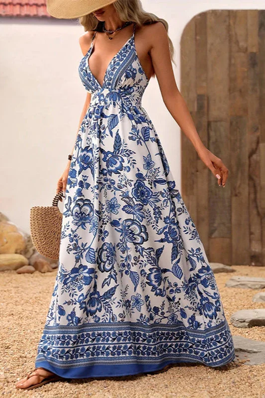 Hawaiian V-neck Short Sleeve Floral Dress - Image 4