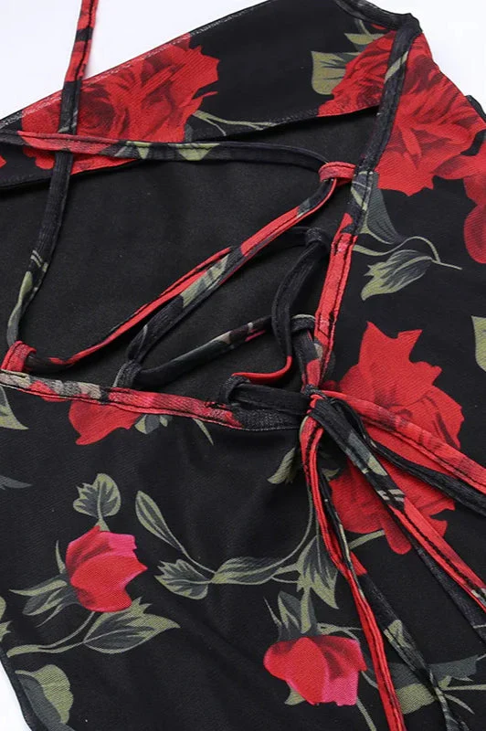 Floral Print Spaghetti Strap Bodycon Floral Dress - Image 5