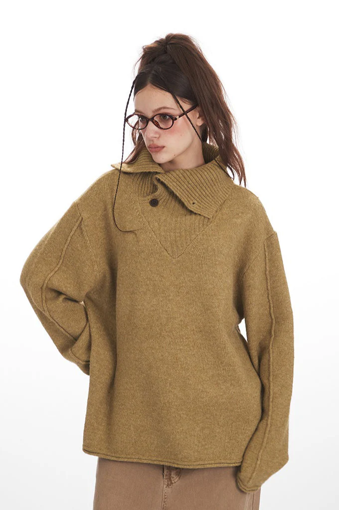 Vintage Cozy High Neck Loose Fit Sweater - Image 2