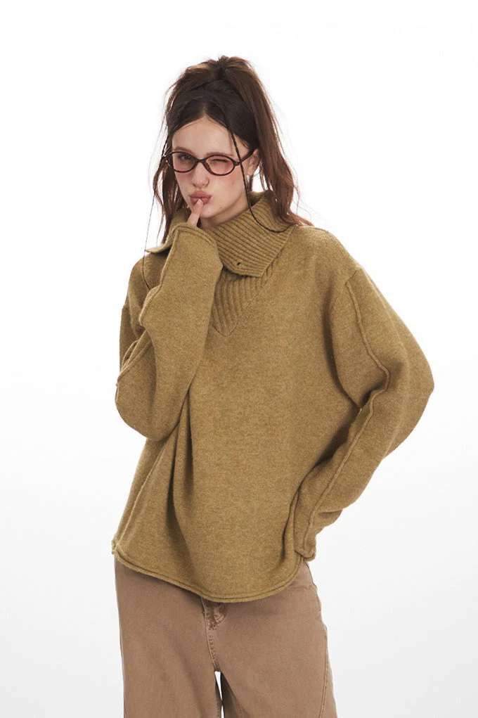 Vintage Cozy High Neck Loose Fit Sweater - Image 3