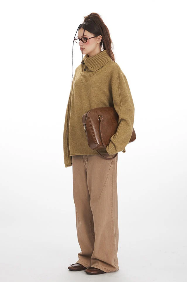 Vintage Cozy High Neck Loose Fit Sweater - Image 4