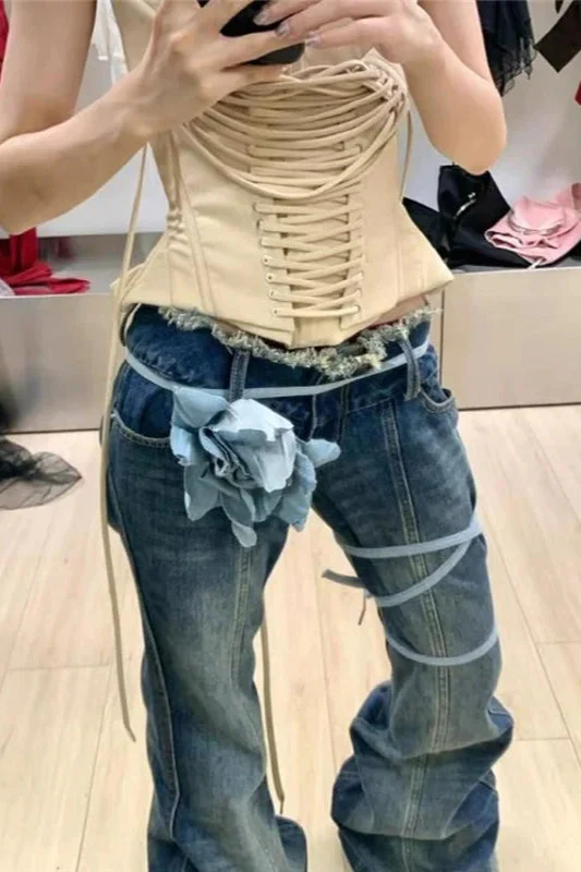 Y2K High Waist Straight Denim Jeans - Image 3