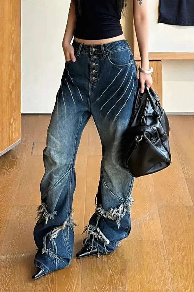 Y2K Distressed Claw Marks Jeans - Image 2