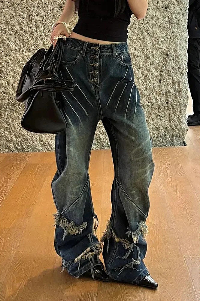 Y2K Distressed Claw Marks Jeans - Image 3