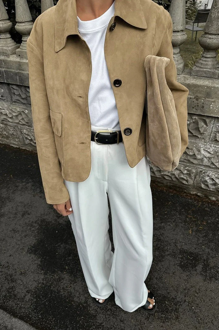 Casual Brown Suede Jacket - Image 3