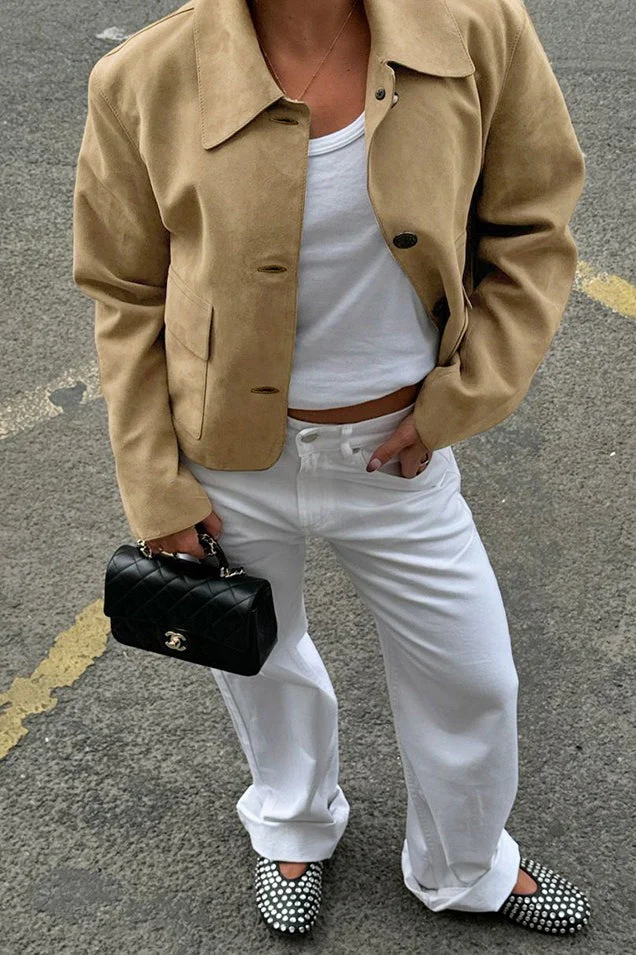 Casual Brown Suede Jacket - Image 4