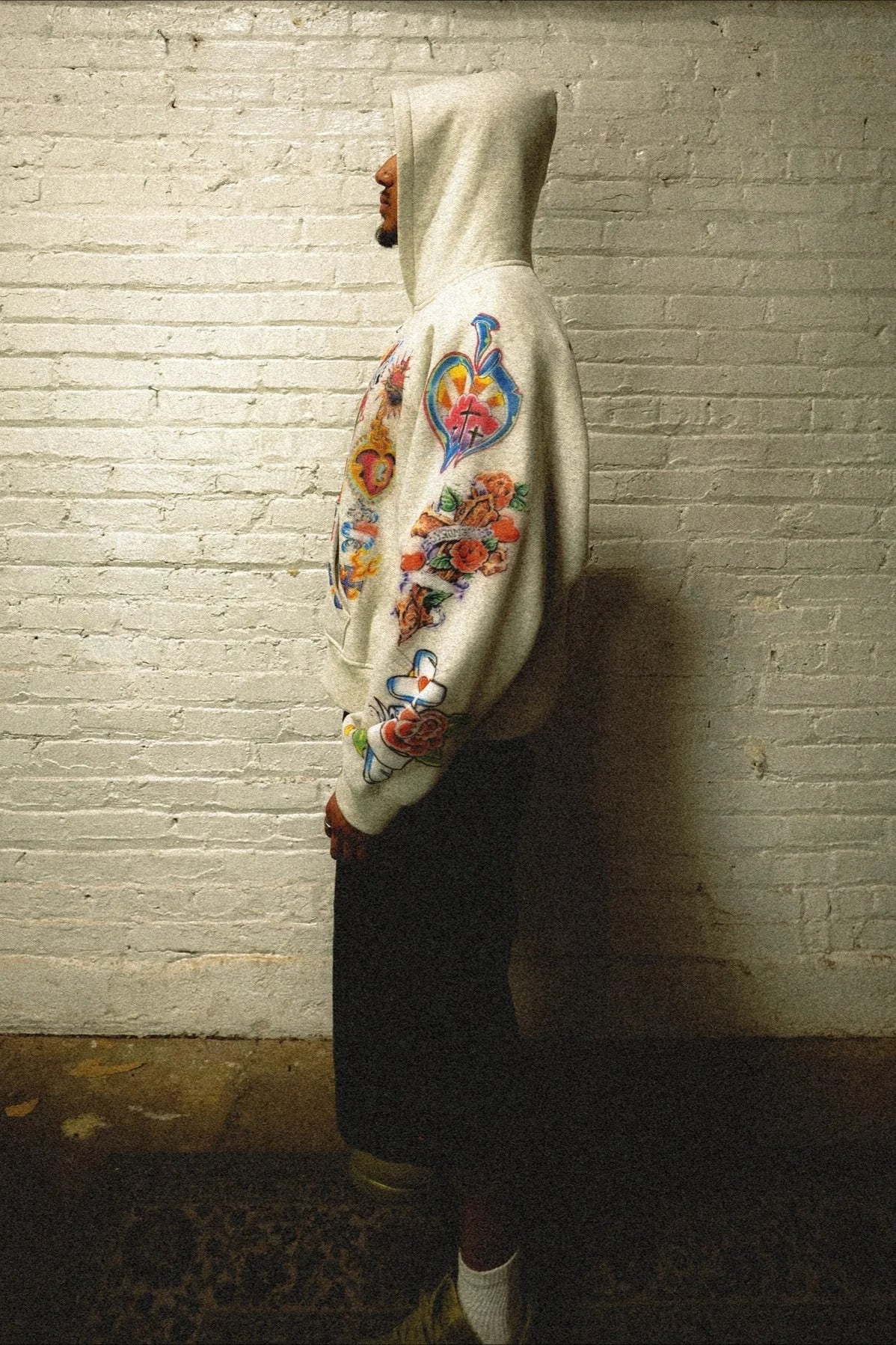 Retro Pattern Printed Loose Hoodie - Image 3