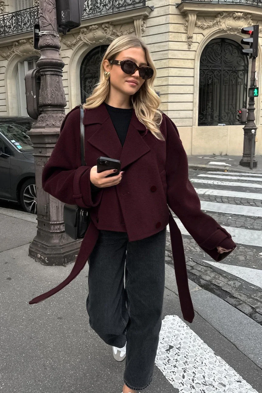 Thick Brown Wool Double Breasted Jacket - Image 2
