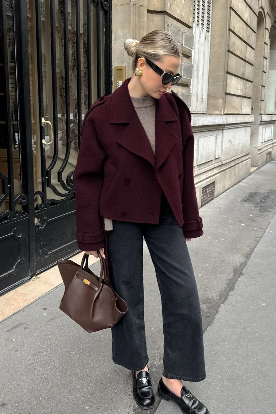 Thick Brown Wool Double Breasted Jacket - Image 3