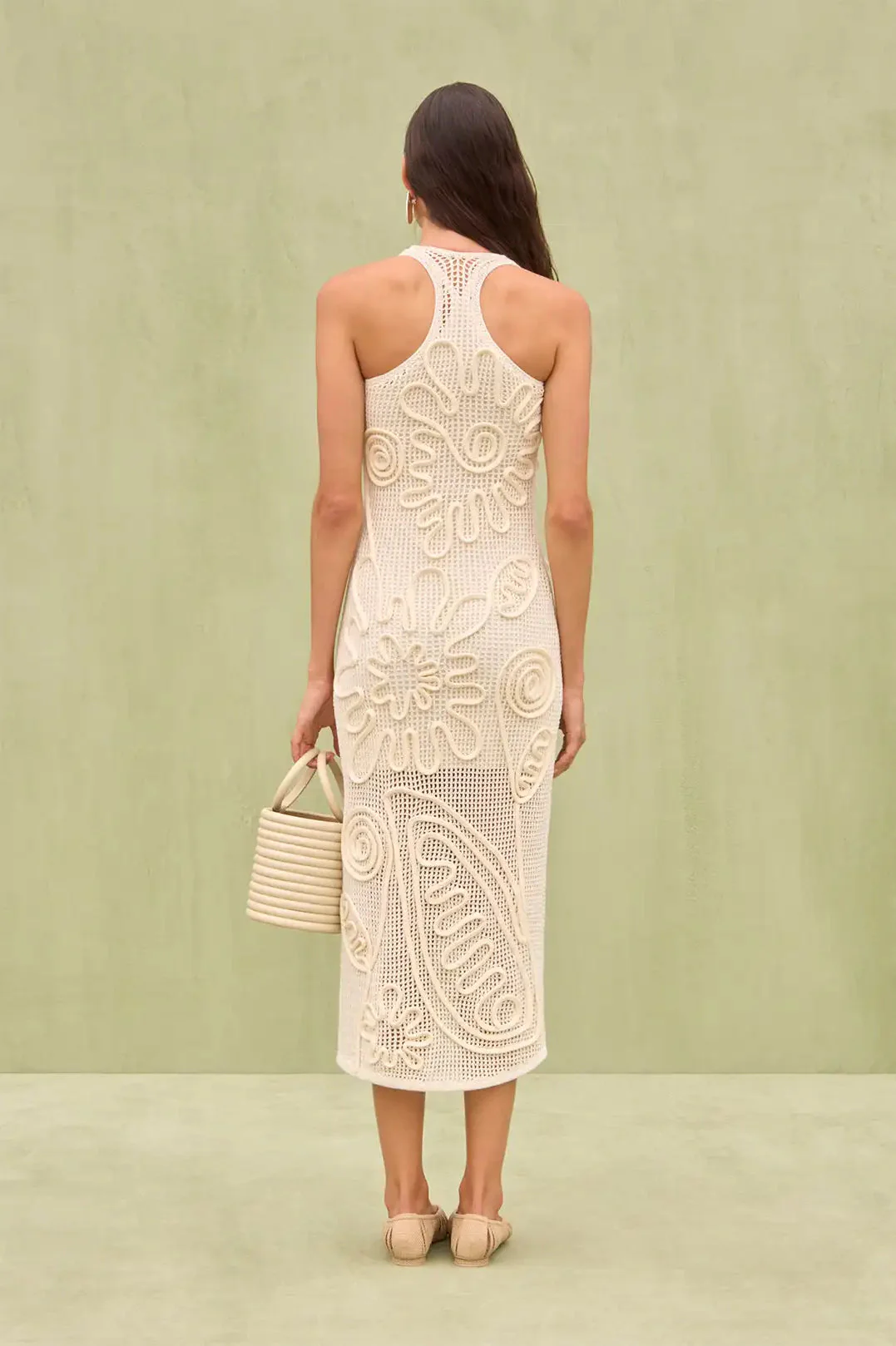Elegant Knitted Sleeveless Floral Dress - Image 2