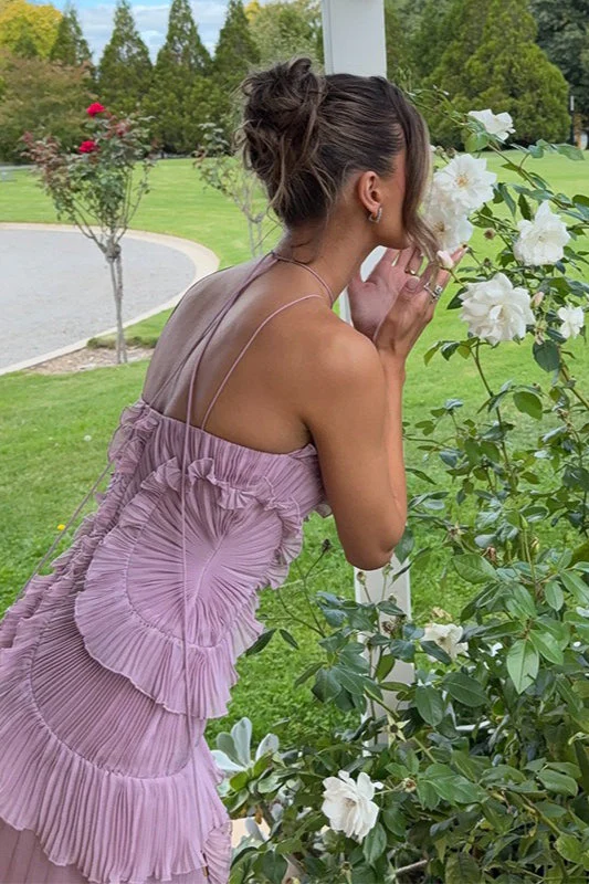 Elegant Neck Strap Ruffles Backless Floral Dress - Image 4