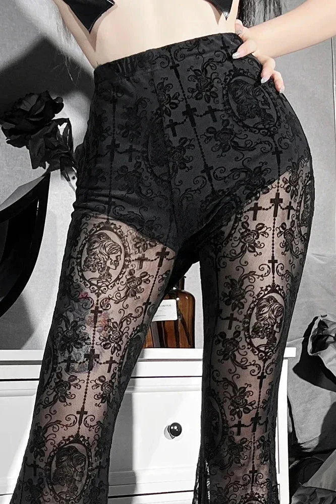 Y2K See-Through Mesh Floral Pant - Image 2