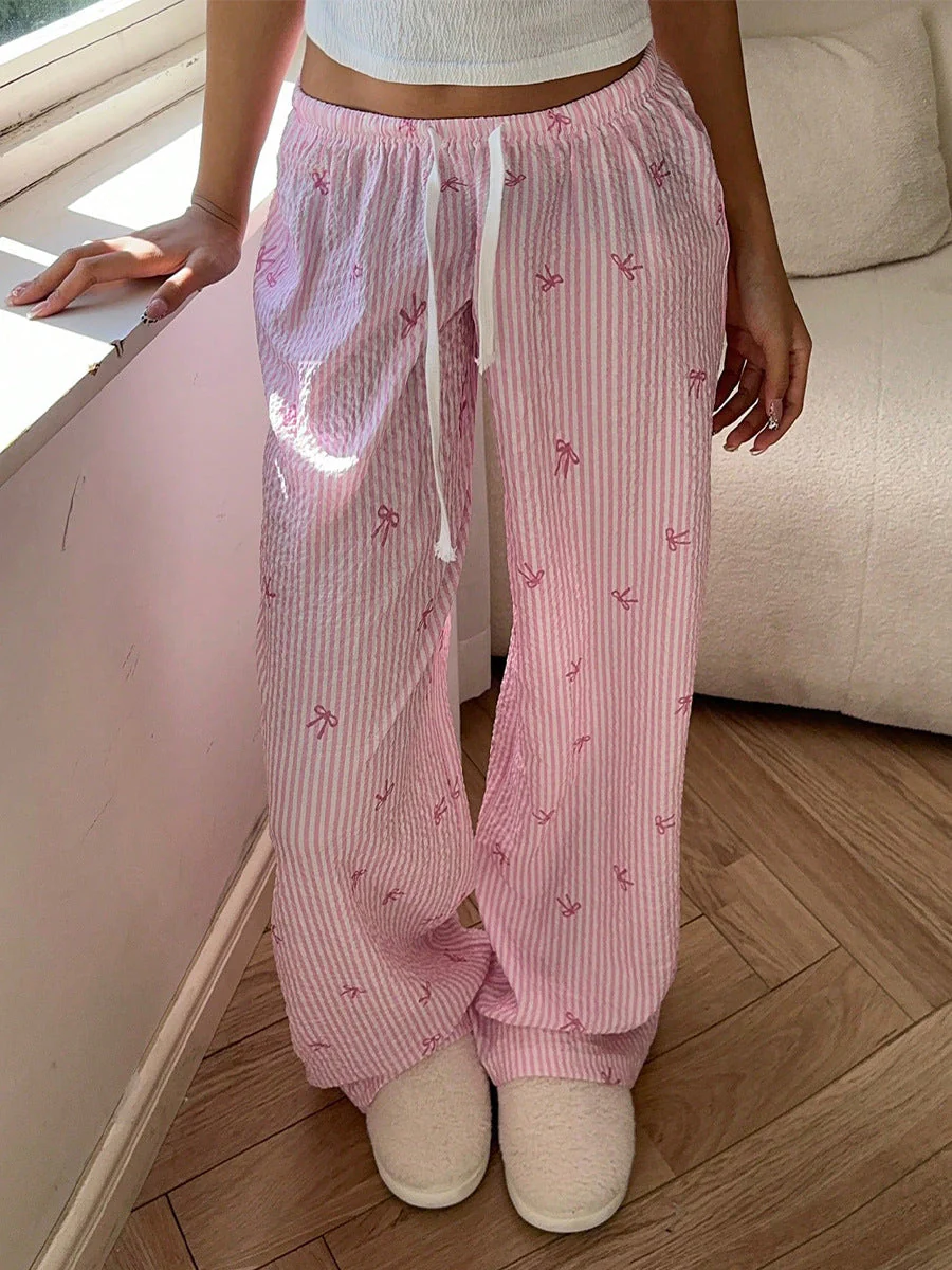 Striped Wide Leg Drawstring Pant - Image 2