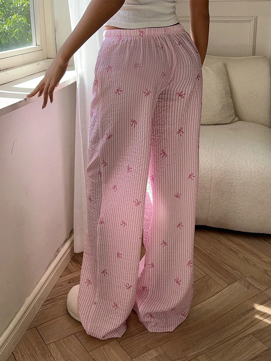 Striped Wide Leg Drawstring Pant - Image 4