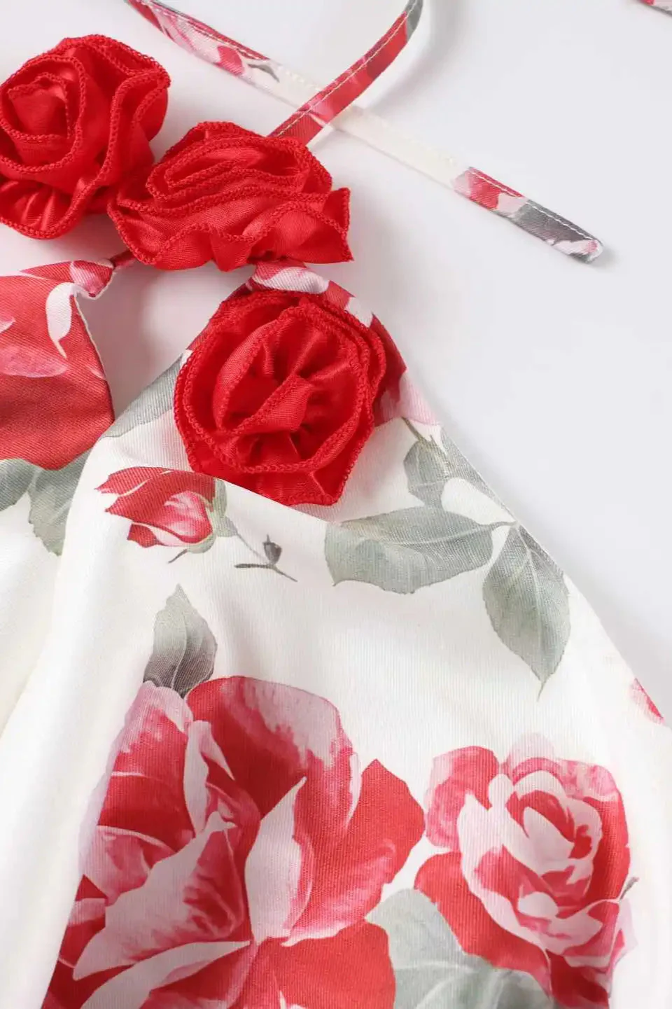 Rose Halter Off-Shoulder Floral Dress - Image 4
