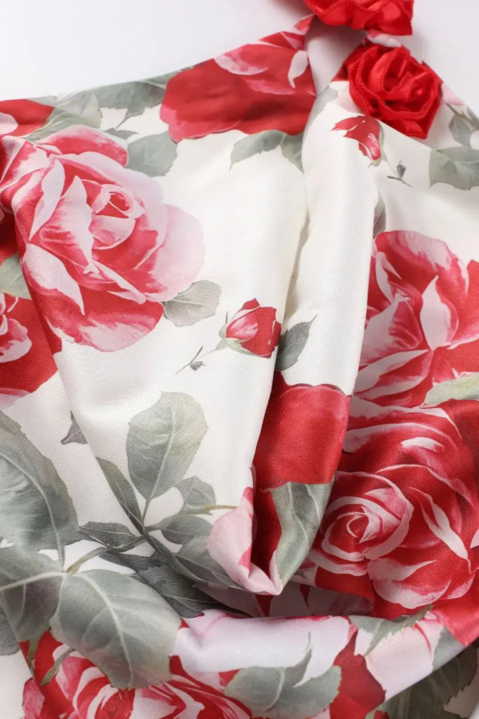 Rose Halter Off-Shoulder Floral Dress - Image 5