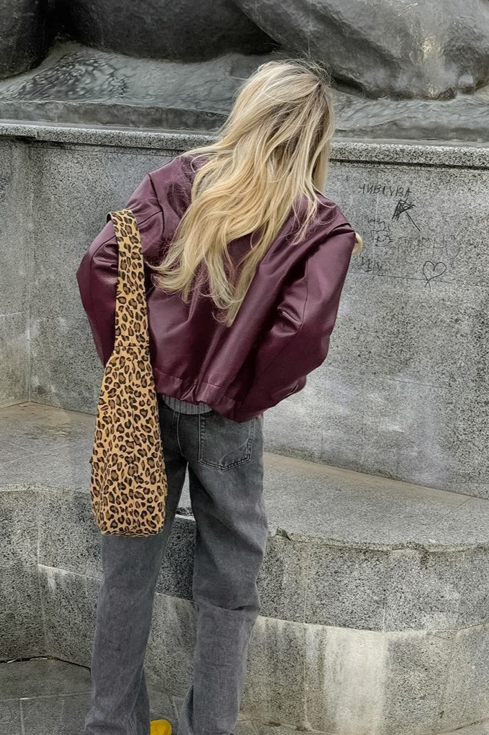 Matte Burgundy Leather Jacket - Image 4