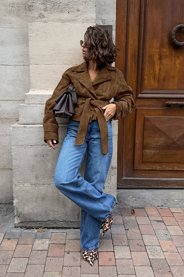 Belted Brown Suede Jacket - Image 5