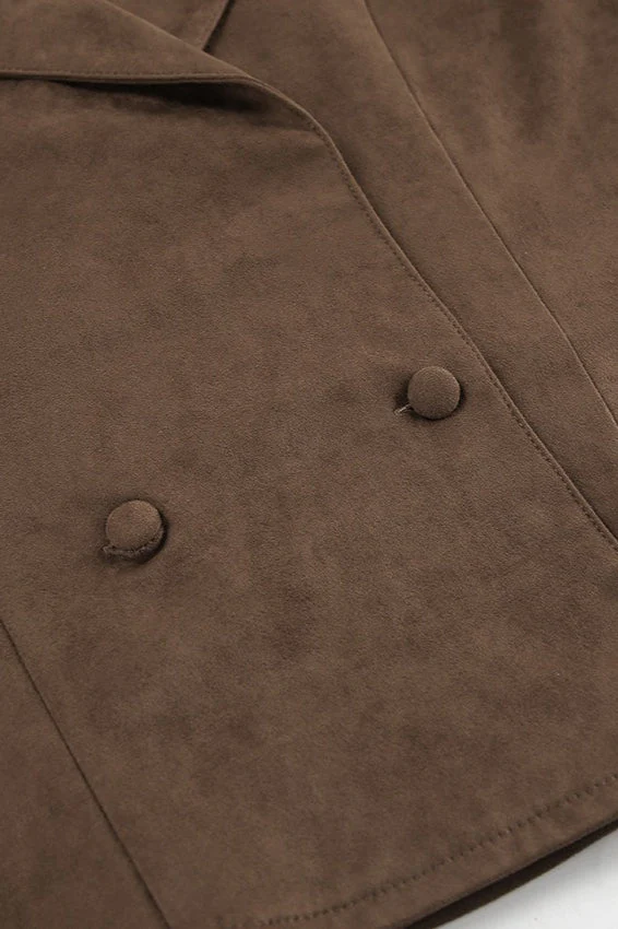 Belted Brown Suede Jacket - Image 6