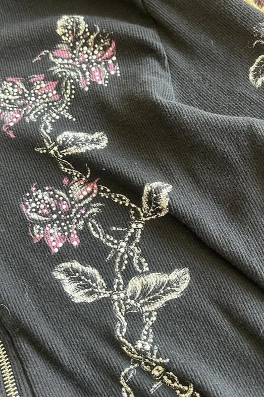 Vintage Flower Wings Print Hoodie - Image 5