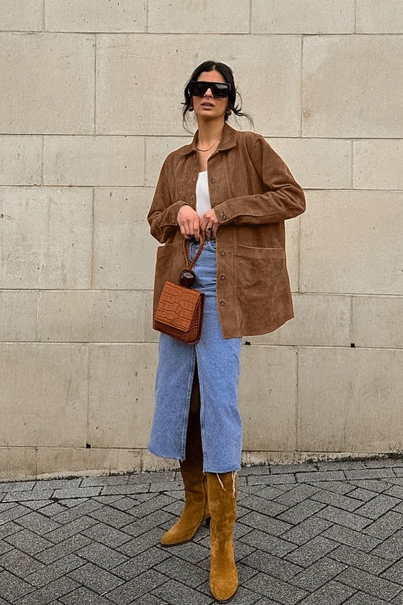 Fashionable Brown Suede Jacket - Image 4