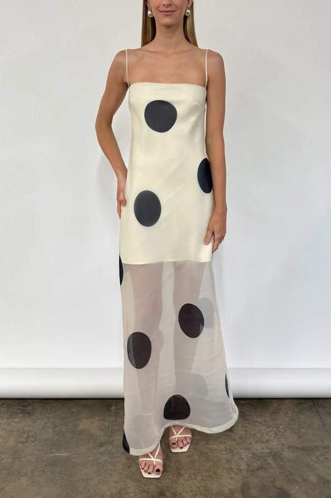 Polka Dot Bodycon Cami Maxi Dress - Image 2