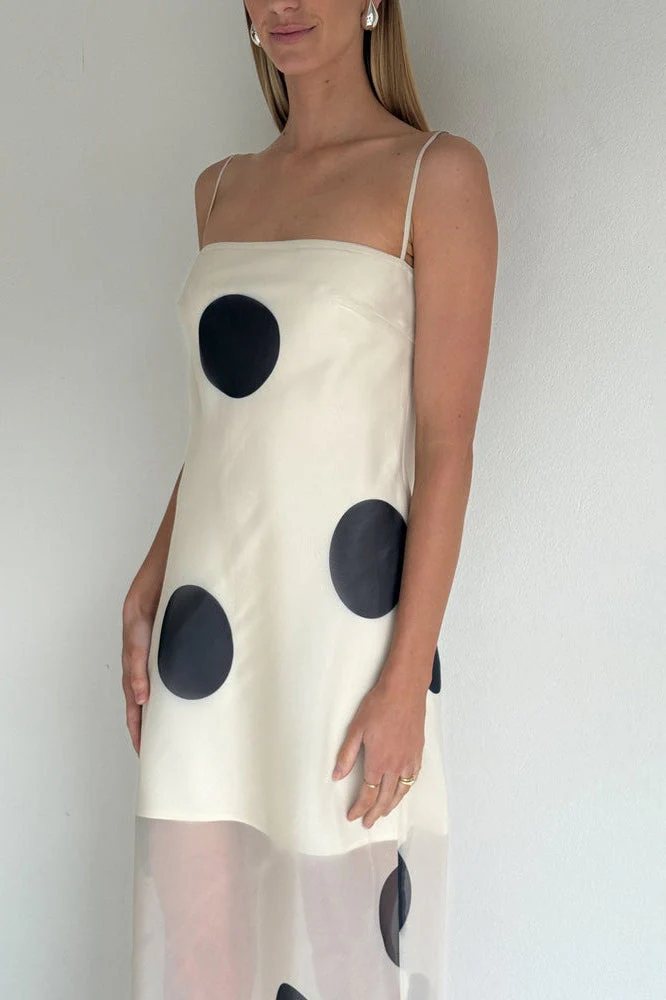 Polka Dot Bodycon Cami Maxi Dress - Image 4