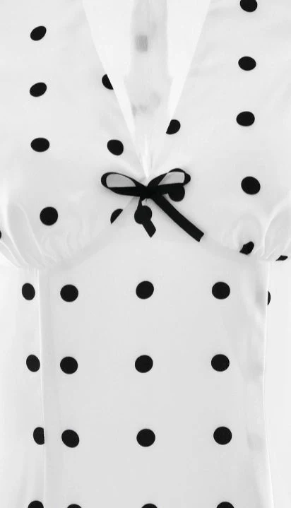 French Style Polka Dot V-Neck Bodycon Maxi Dress - Image 4