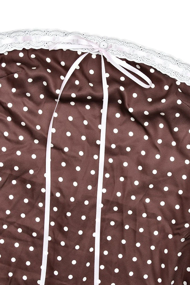 Satin Polka Dot Strapless Backless Maxi Dress - Image 5