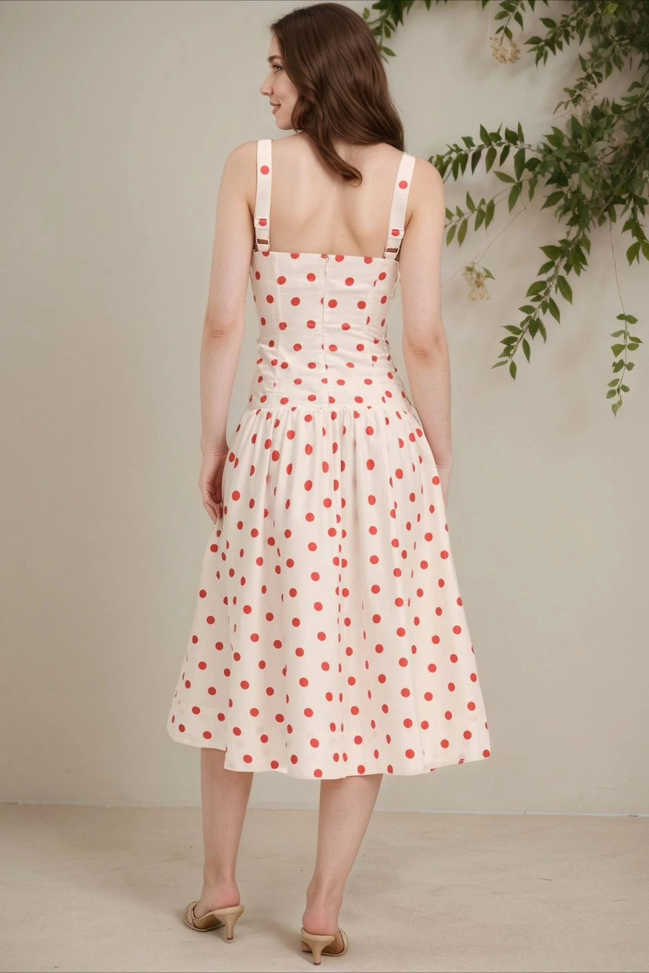 Trendy Polka Dot Cami Bodycon Maxi Dress - Image 3